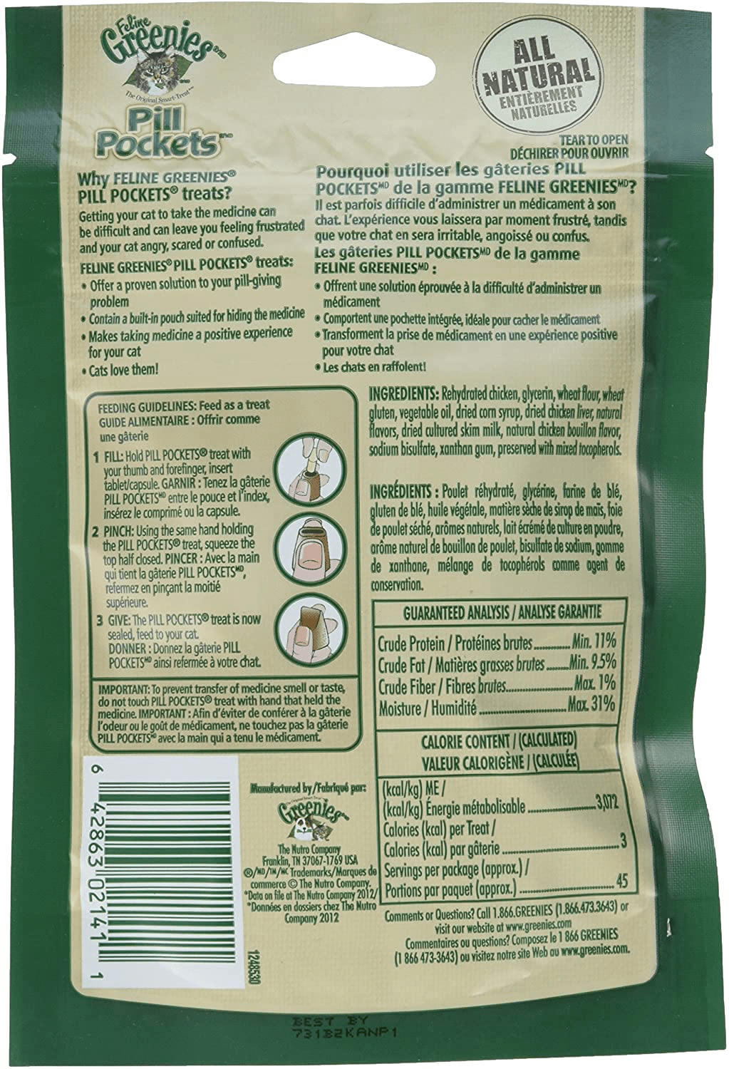 6-Pack Pill Pockets for Cats Chicken 9.6 Oz (270 Pockets) Animals & Pet Supplies > Pet Supplies > Cat Supplies > Cat Treats Greenies   