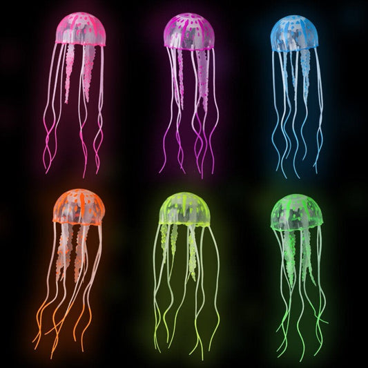 6 Pcs Glowing Jellyfish Glow in the Dark Fish Tank Decorations Aquarium Decor Ornament Silicone Artificial Jellyfish Moon Jellyfish Animals & Pet Supplies > Pet Supplies > Fish Supplies > Aquarium Decor Peroptimist   