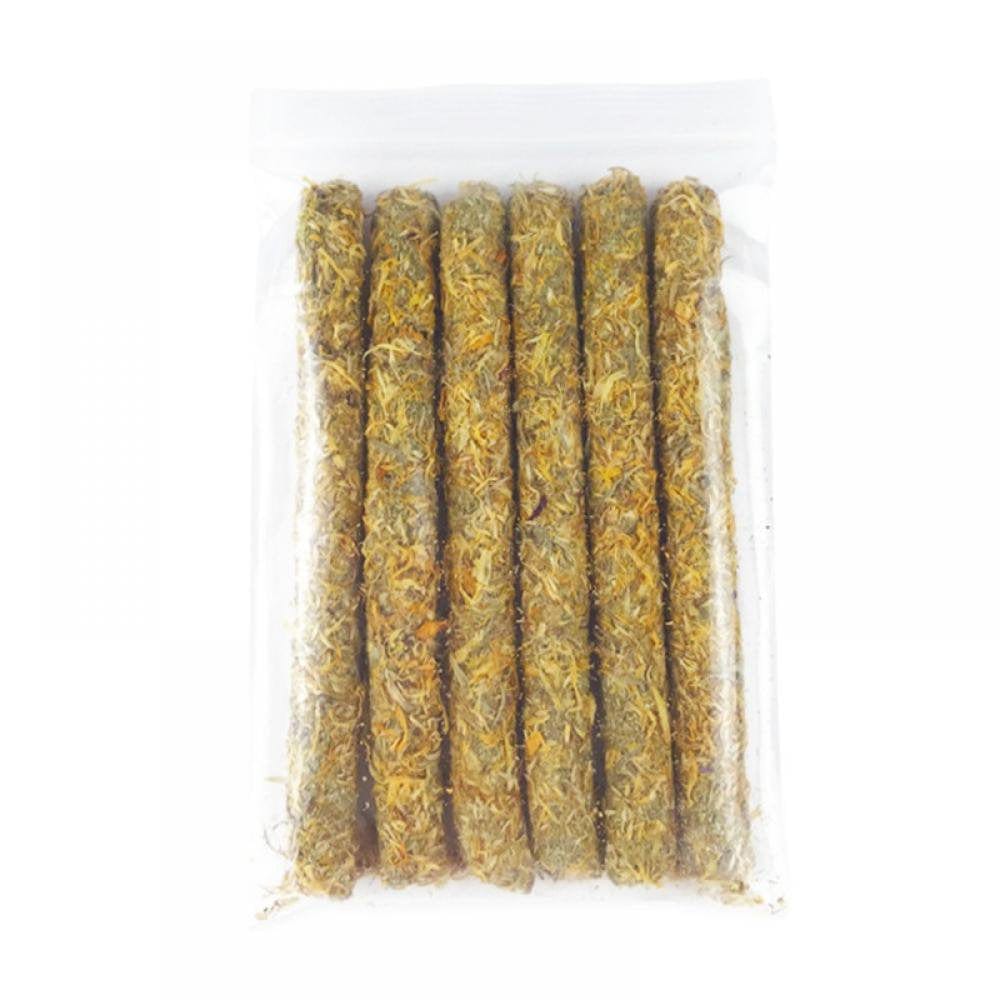6 PCS Timothy Marigolds Sticks for Rabbits Guinea Pig Hamsters Chinchilla Bunny Chew Toys for Teeth Treats Accessorie