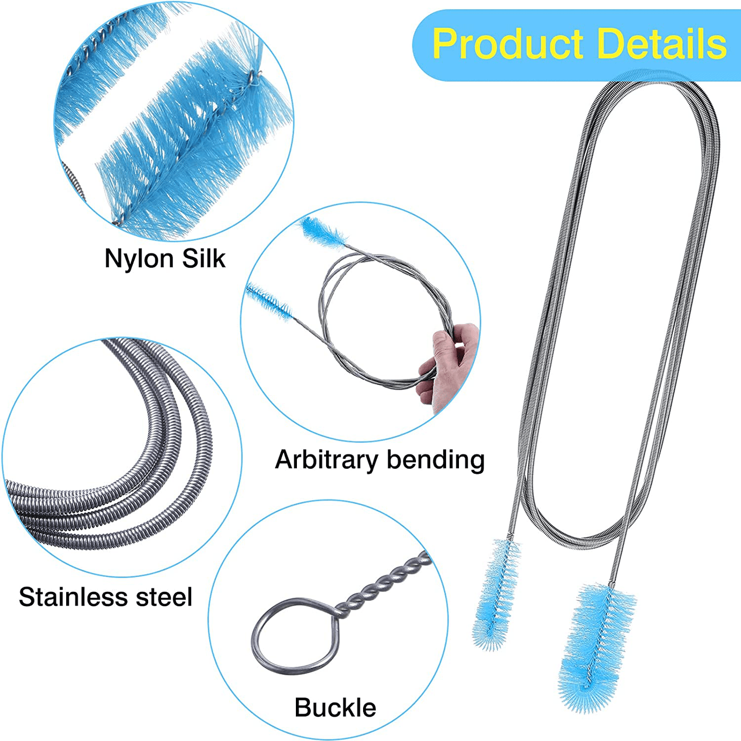 6 Pieces Aquarium Filter Brush Set Include Double-Ended Hose Brush and Straw Nylon Brush Stainless Steel Flexible Spring Brush Assorted Sizes Long Tube Cleaning Brush for Fish Tank Home Kitchen Animals & Pet Supplies > Pet Supplies > Fish Supplies > Aquarium Cleaning Supplies Patelai   