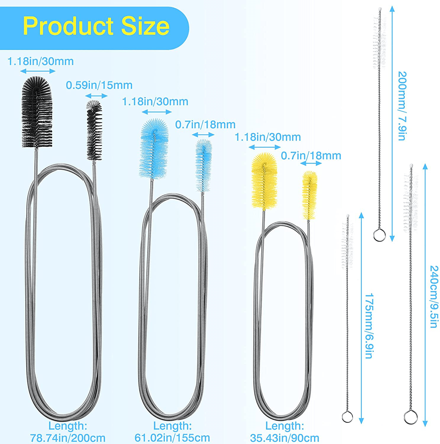 Double-ended Flexible Drain Cleaning Brush And 2 Straw Cleaning Brush,  Aquarium Filter Brush, Multiple Pipe Cleaners, Stainless Steel Long Tube  Cleaning Brush For Aquarium Or Home, Cleaning Supplies, Cleaning Tool, Back  To