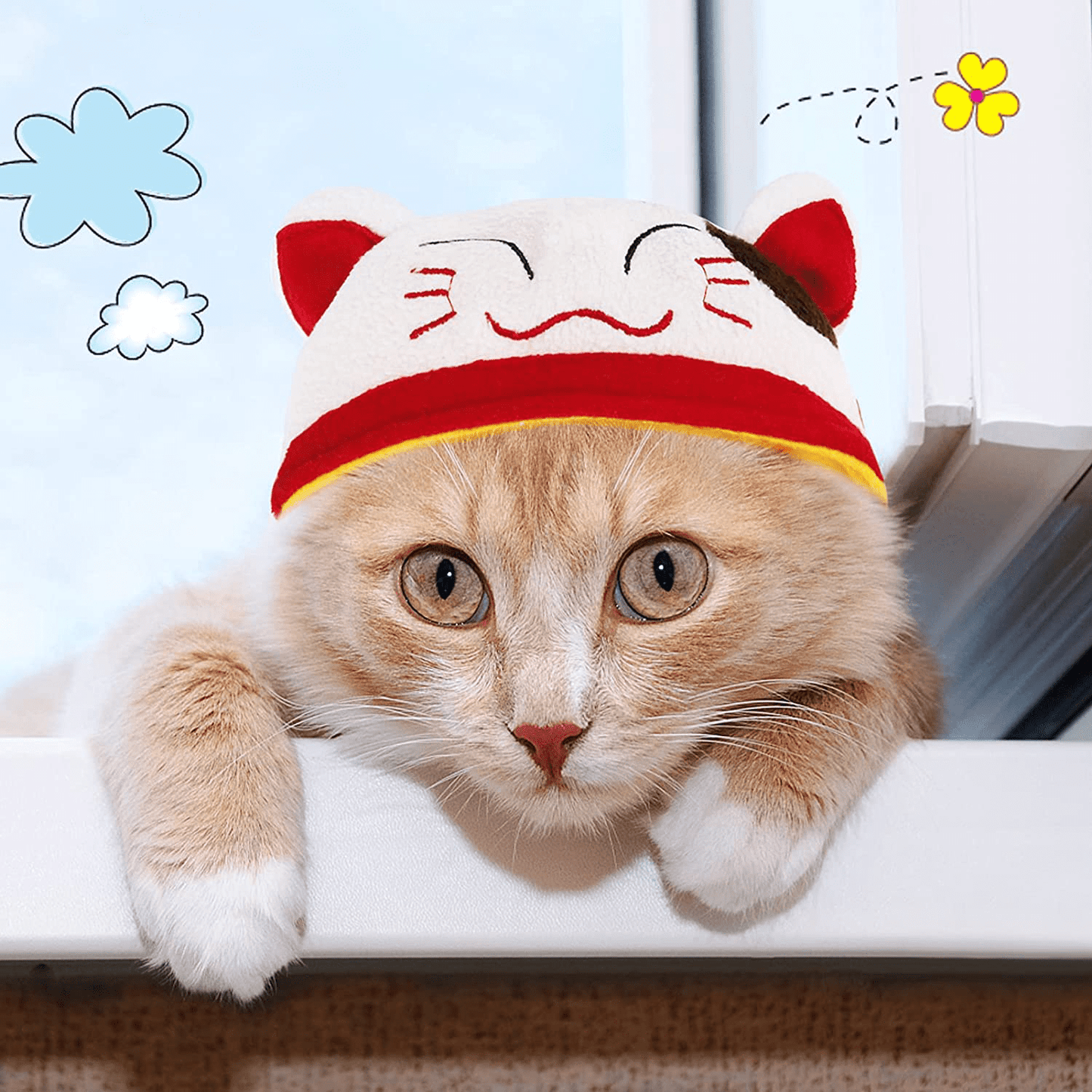 6 Pieces Cute Pet Hat Cat Dog Bunny Hat with Rabbit Ears God of Wealth Sunflower Fruit Pineapple Cap Party Costume Accessories Headwear for Cat Kitten Puppy Pet, Animal-Safe Materials and Adjustable Animals & Pet Supplies > Pet Supplies > Cat Supplies > Cat Apparel GEKUPEM   