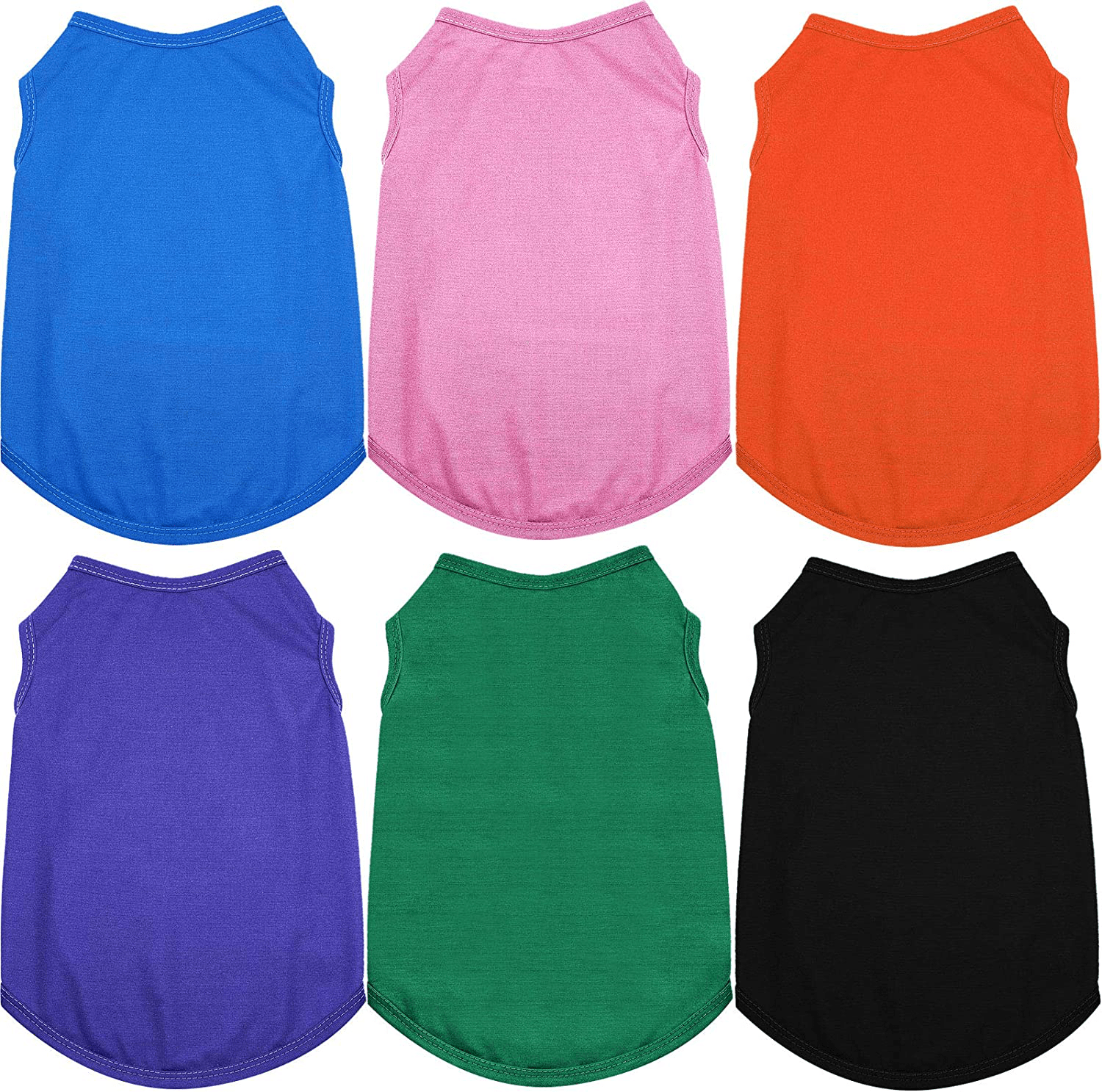 6 Pieces Dog Blank Shirt Dog T-Shirts Basic Pet Vest Clothes Soft and Breathable Pet Apparel for Small Medium Dogs Cats (Black, Purple, Green, Gray, Coffee, Navy, M) Animals & Pet Supplies > Pet Supplies > Cat Supplies > Cat Apparel Geyoga Blue, Black, Orange, Pink, Purple, Green Medium 