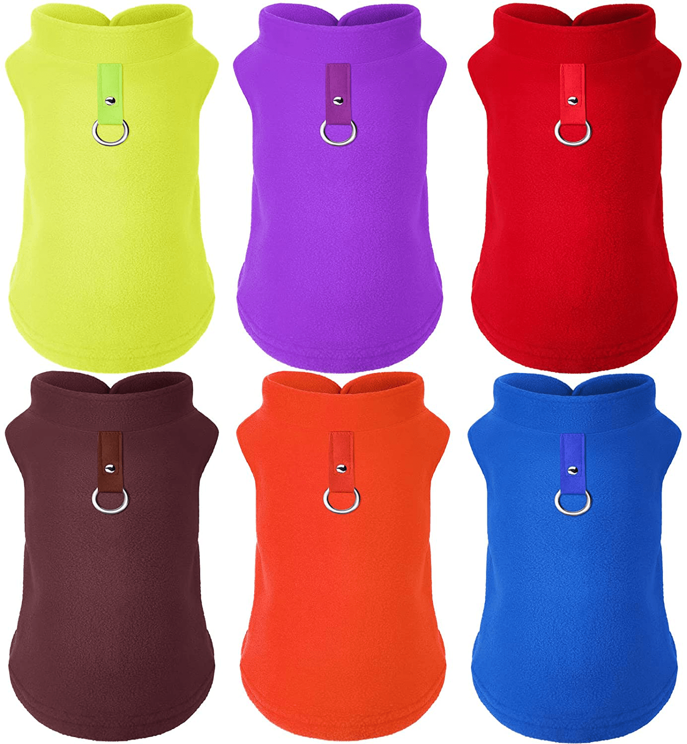 6 Pieces Dog Fleece Vest Dog Pullover Warm Dog Jacket Cold Weather Pet Sweater with Leash Ring Cozy Dog Clothes for Small Cats Dogs Animals & Pet Supplies > Pet Supplies > Dog Supplies > Dog Apparel Weewooday Fresh Colors Medium 