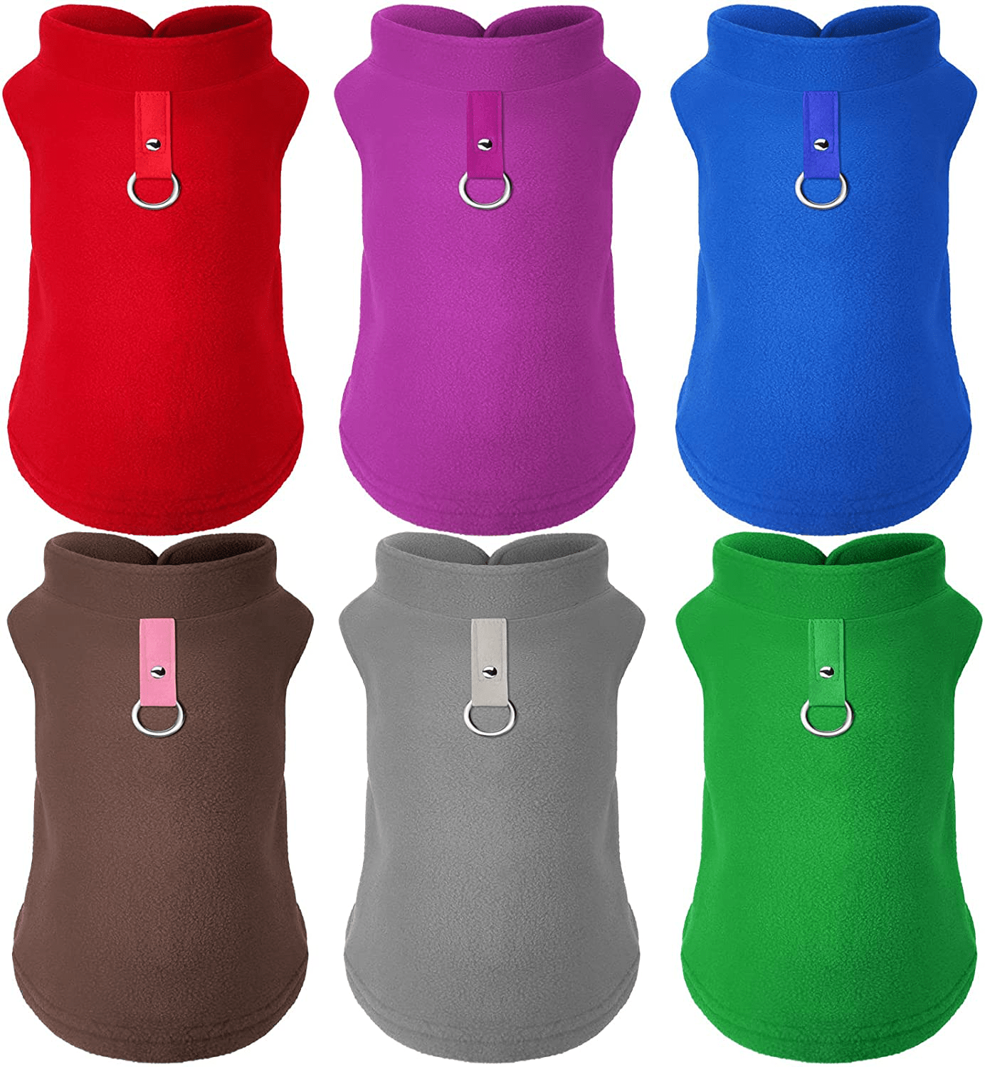 6 Pieces Dog Fleece Vest Dog Pullover Warm Dog Jacket Cold Weather Pet Sweater with Leash Ring Cozy Dog Clothes for Small Cats Dogs Animals & Pet Supplies > Pet Supplies > Dog Supplies > Dog Apparel Weewooday Dark Colors Medium 