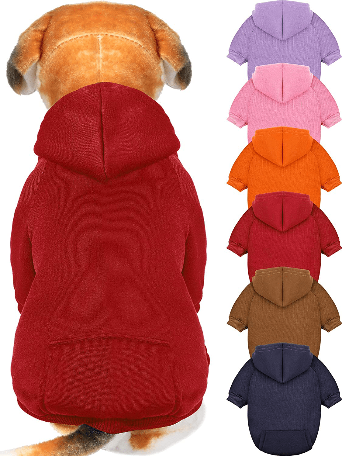 6 Pieces Dog Hoodie Dog Clothes Sweaters with Hat, Pet Winter Clothes Warm Hoodies Coat Sweater for Small Dogs Chihuahua