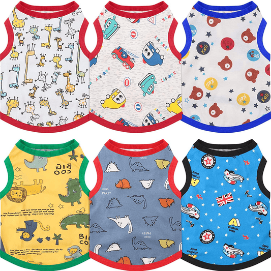 6 Pieces Dog Shirts Cute Printed Dog Clothes Soft Cotton Pet T Shirt Breathable Puppy Sweatshirt Apparel Outfit for Pet Dog Animals & Pet Supplies > Pet Supplies > Dog Supplies > Dog Apparel Geyoga Medium  