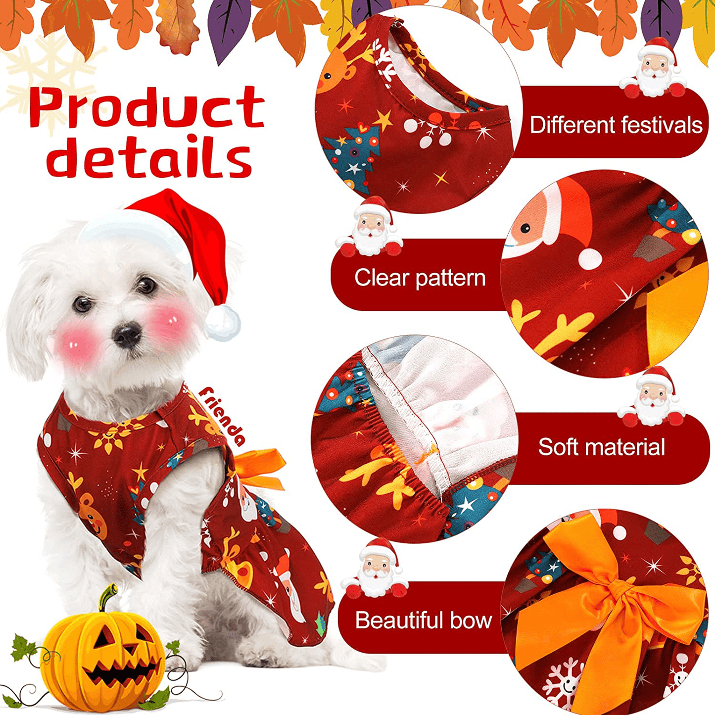 6 Pieces Holiday Dog Dress for Small Dogs Valentine'S Day Pet Dresses St. Patrick'S Day Skirts Dog Bowknot Dresses Puppy Festival Skirts Cute Pet Apparel Boy Girl Clothes for Dogs Cats Pet