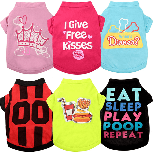 6 Pieces Printed Puppy Dog Shirts Soft Puppy Sweatshirt Breathable Pet Shirts Daily Puppy Clothing for Dogs and Cats (Small) Animals & Pet Supplies > Pet Supplies > Cat Supplies > Cat Apparel Syhood   