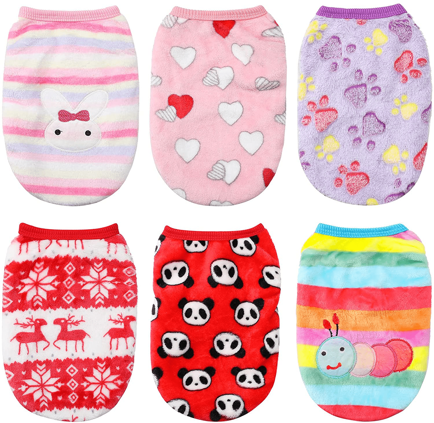 6 Pieces Puppy Clothes for Valentine'S Day Winter Warm Cute Pet Sweaters Flannel Dog Vest Paw Print Pet Dog Cat Clothes for Chihuahua Yorkies Dachshunds Male Female Dog Cat Animals & Pet Supplies > Pet Supplies > Dog Supplies > Dog Apparel Weewooday Animal Pattern X-Large 