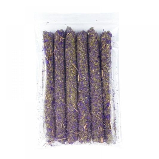 6 Sticks Petal Molar Stick Hay Sticks for Guinea Pig Chinchillas Pet Snacks Chew Treats for Rabbit Hamsters Squirrel and Other Small Animals Animals & Pet Supplies > Pet Supplies > Small Animal Supplies > Small Animal Treats 781970981 Light Purple  