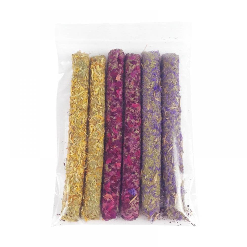 6 Sticks Petal Molar Stick Hay Sticks for Guinea Pig Chinchillas Pet Snacks Chew Treats for Rabbit Hamsters Squirrel and Other Small Animals Animals & Pet Supplies > Pet Supplies > Small Animal Supplies > Small Animal Treats 781970981 Multicolor  