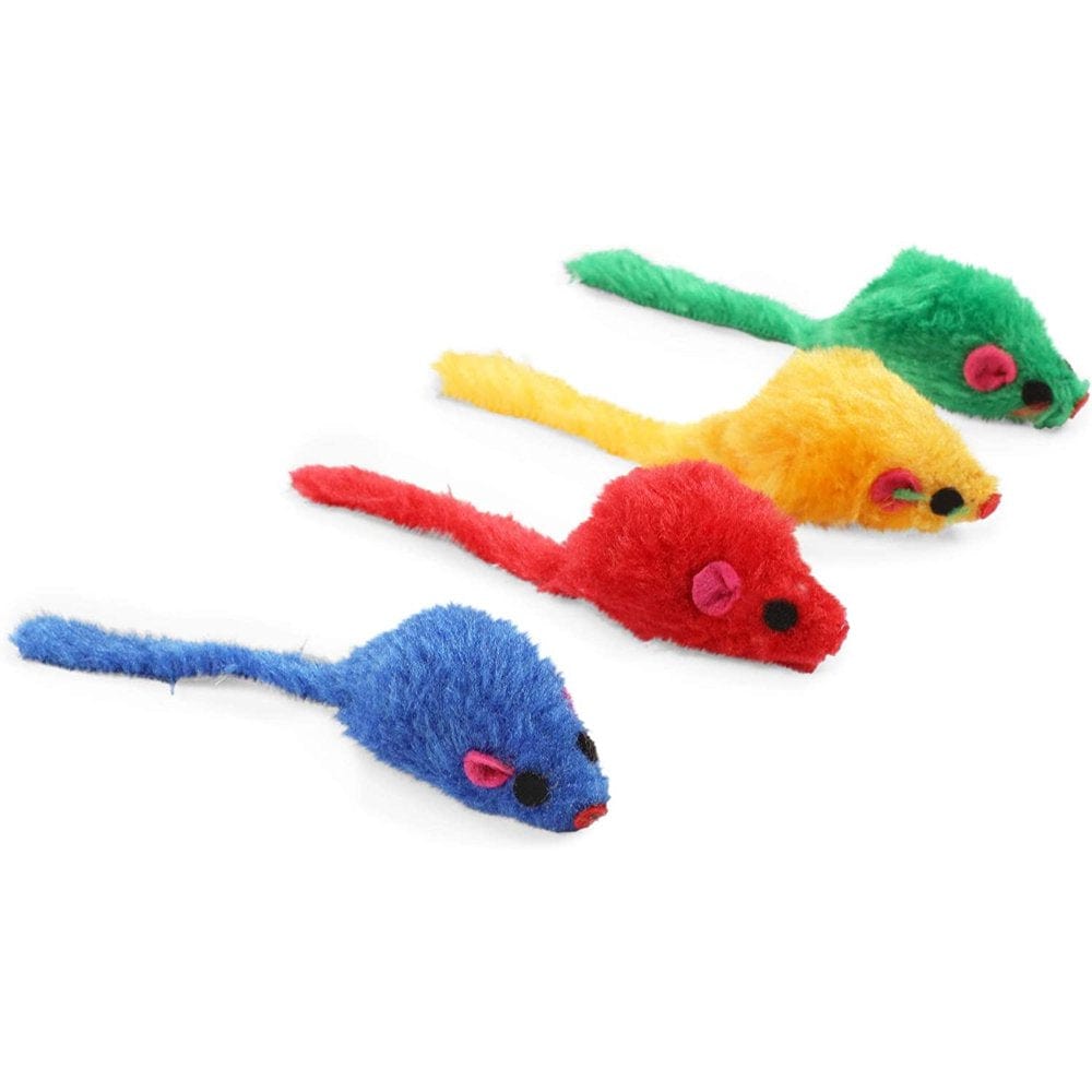 60 Pcs 2" Cat Mice Toys, Colorful Mouse with Rattle Sound for Kitten