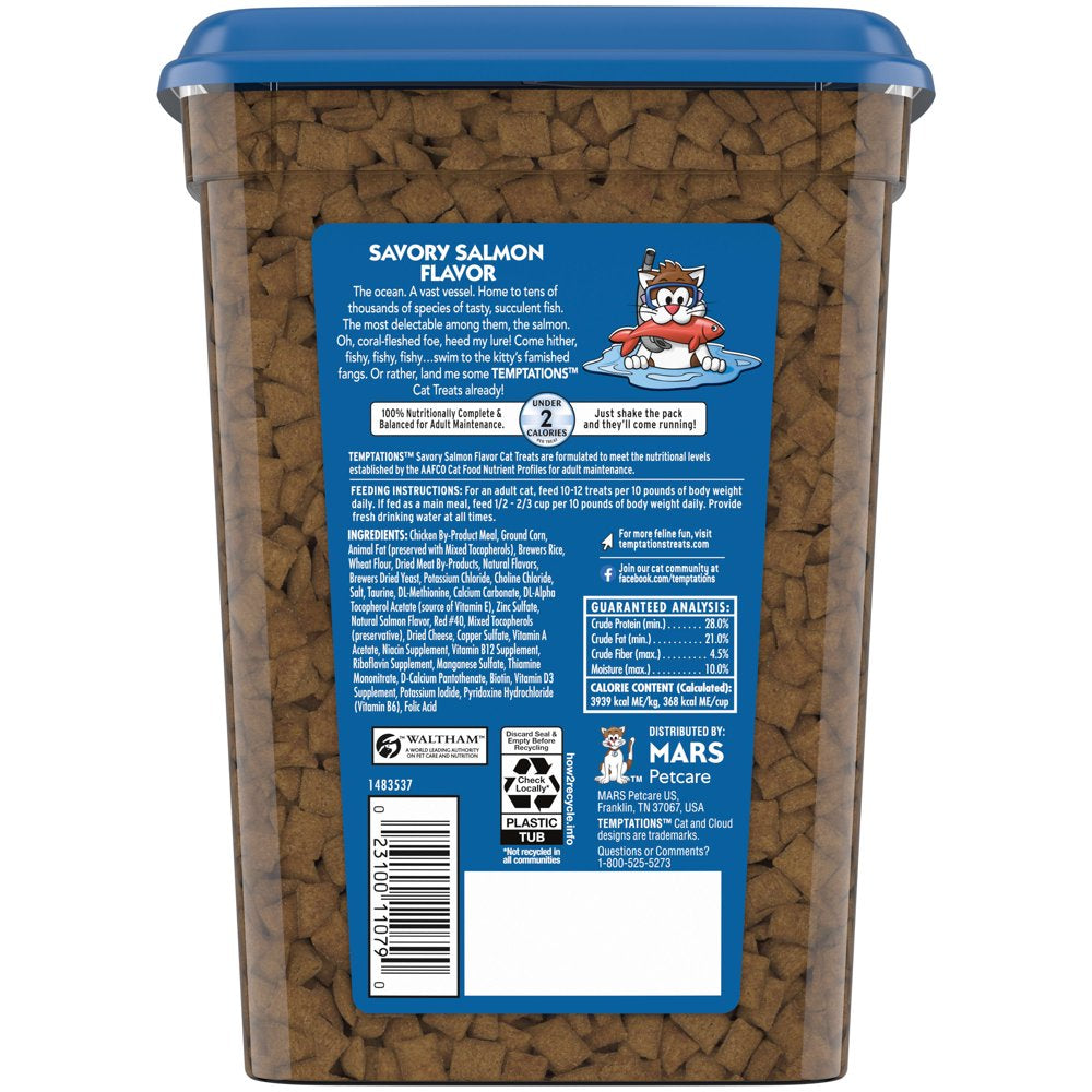 TEMPTATIONS Classic Crunchy and Soft Cat Treats Savory Salmon Flavor, 16 Oz. Tub Animals & Pet Supplies > Pet Supplies > Cat Supplies > Cat Treats Mars Petcare   