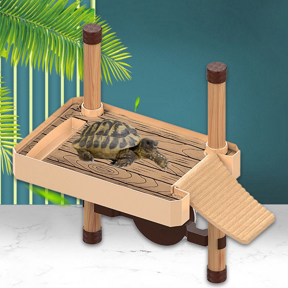 Turtle Tortoise Reptile Pier Floating Climbing Basking Platform Ramp Ladder with Food Water Dish Aquarium Decor Amphibian Leisure Table Animals & Pet Supplies > Pet Supplies > Reptile & Amphibian Supplies > Reptile & Amphibian Food BELUPAI   