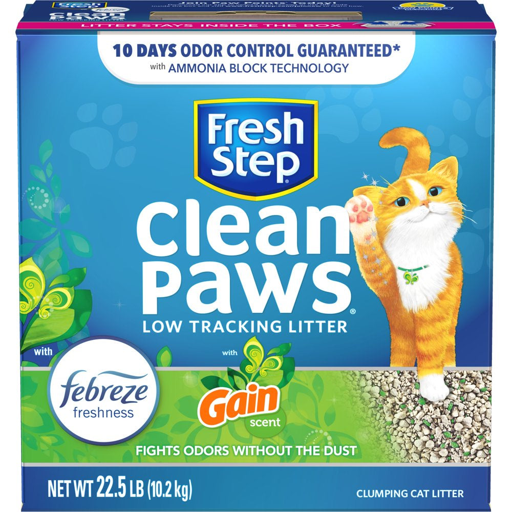 Fresh Step Clean Paws Cat Litter, Clumping Cat Litter with Febreze, Gain Sent - 22.5 Lbs Animals & Pet Supplies > Pet Supplies > Cat Supplies > Cat Litter The Clorox Company   