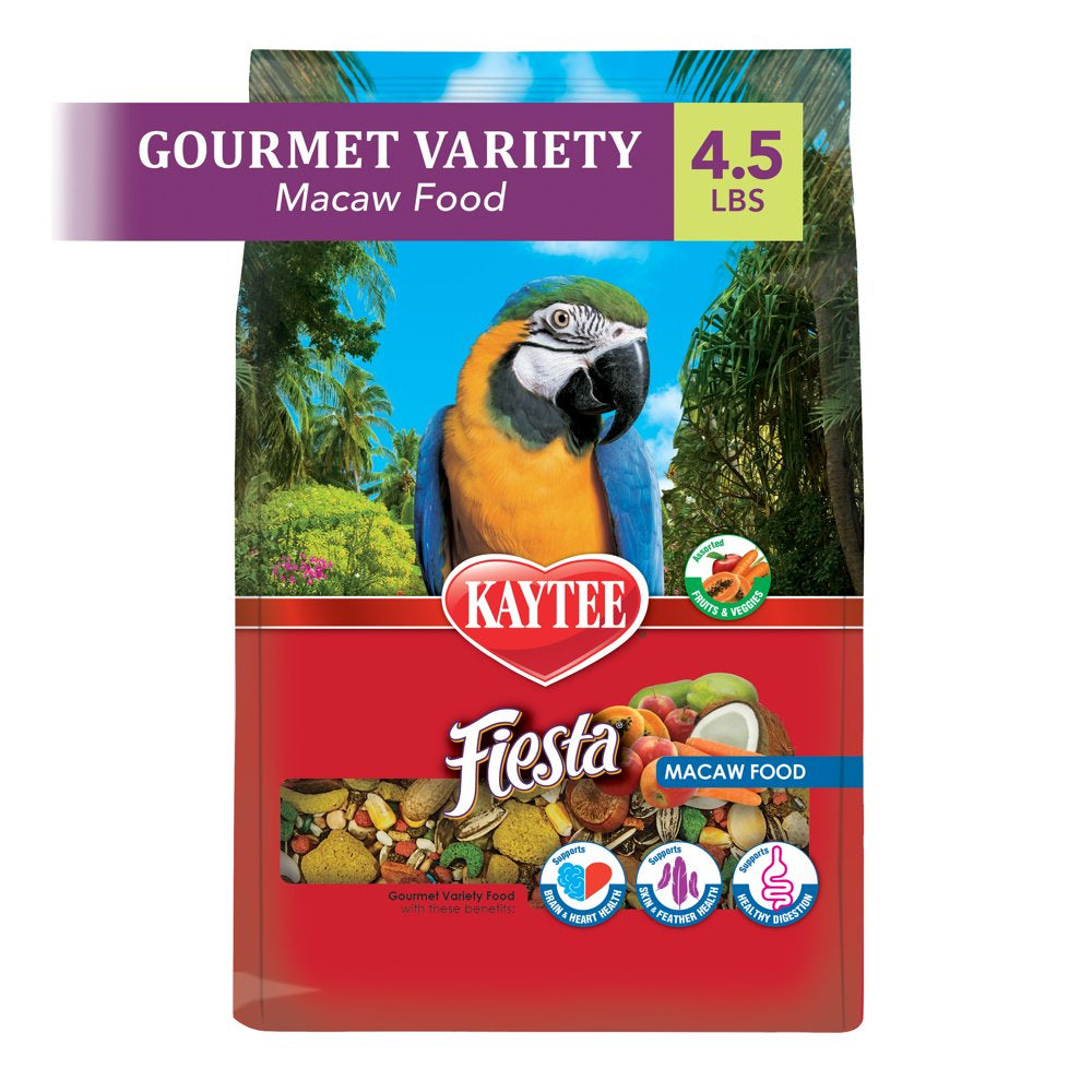Kaytee Fiesta Macaw Bird Food 4.5 Lb, Fortified Gourmet Diet