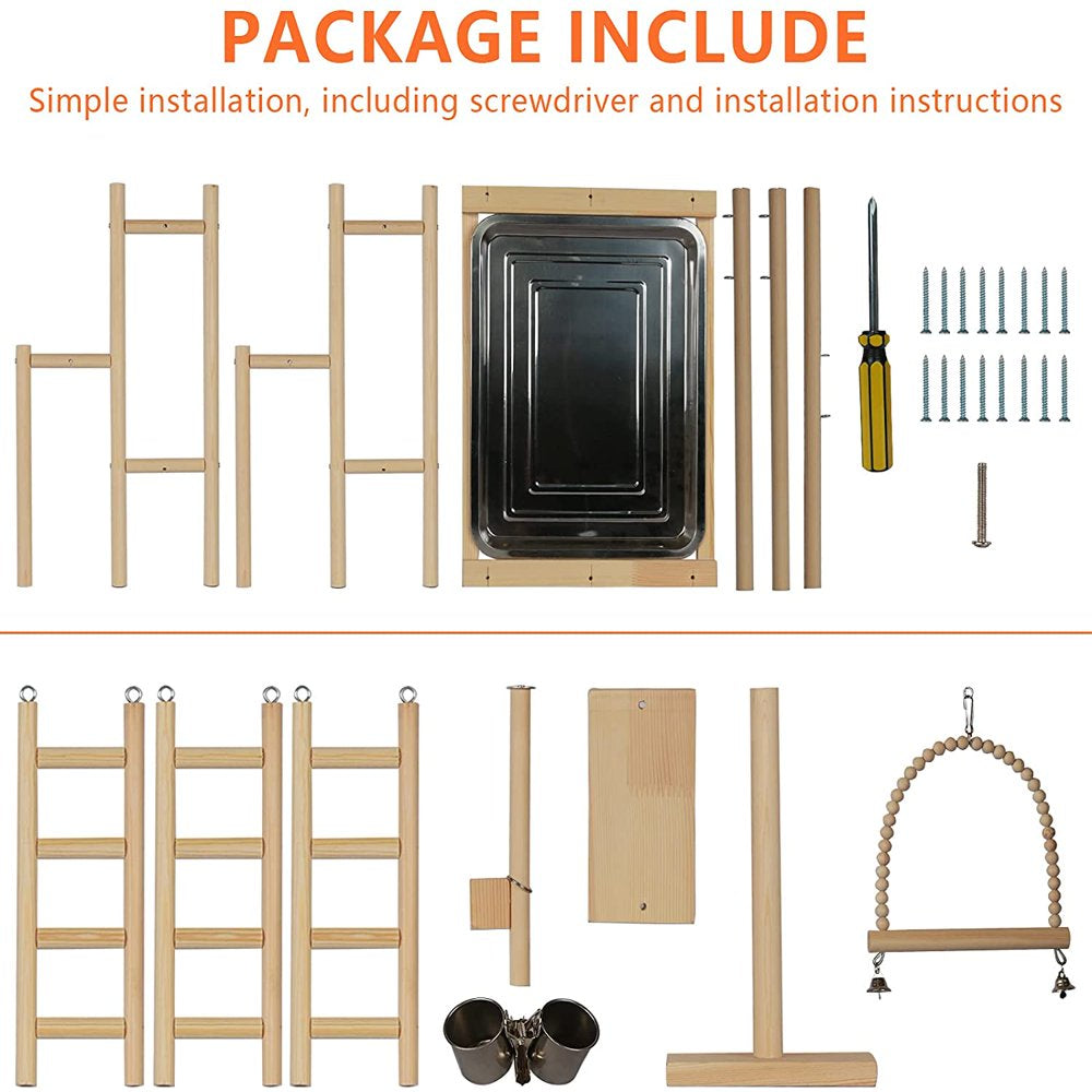 JSHHH 3 Layers Wood Bird Playground Large Parrot Playstand Bird Perch Stand Bird Gym Playground Playpen for Cockatiel Parakeet Parrot (With Installation Notes) Animals & Pet Supplies > Pet Supplies > Bird Supplies > Bird Gyms & Playstands JSHHH   