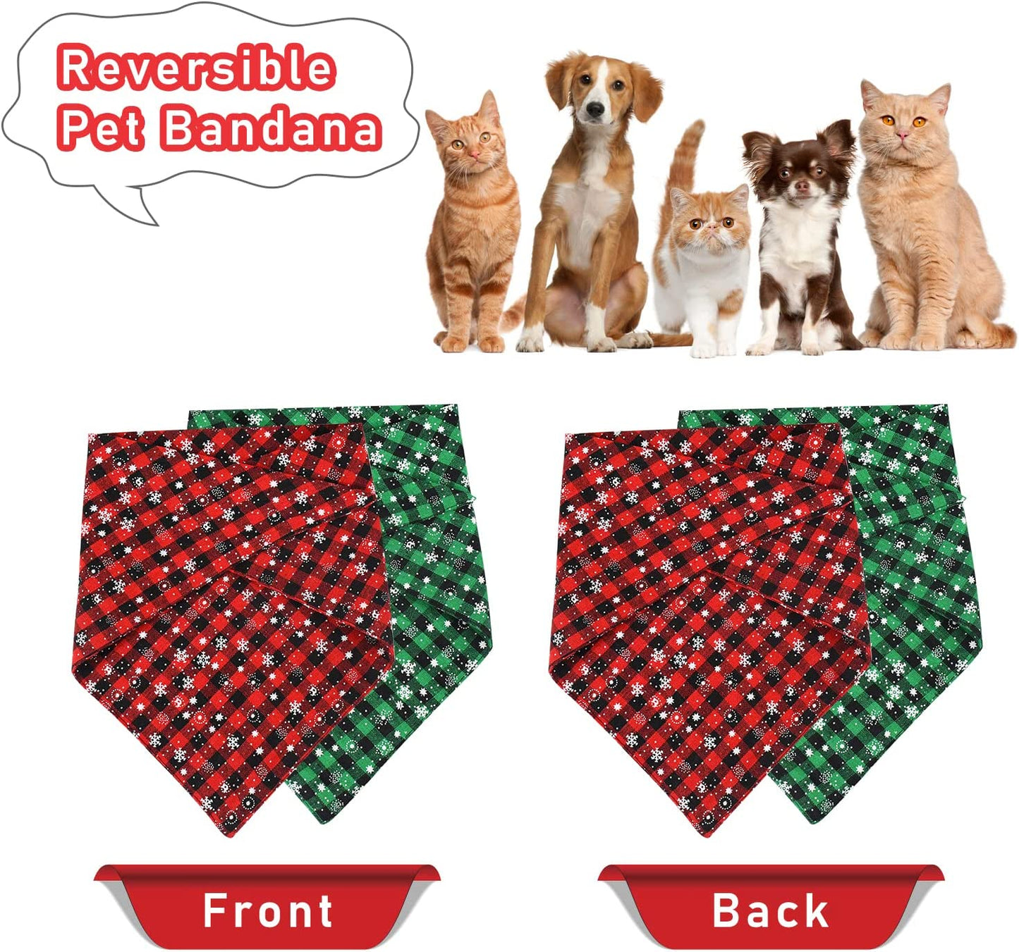 Malier 2 Pack Dog Bandana Christmas Classic Plaid Snowflake Pet Scarf Triangle Bibs Kerchief Set Pet Costume Accessories Decoration for Small Medium Large Dogs Cats Pets (Large, Green + Red) Animals & Pet Supplies > Pet Supplies > Dog Supplies > Dog Apparel Malier   