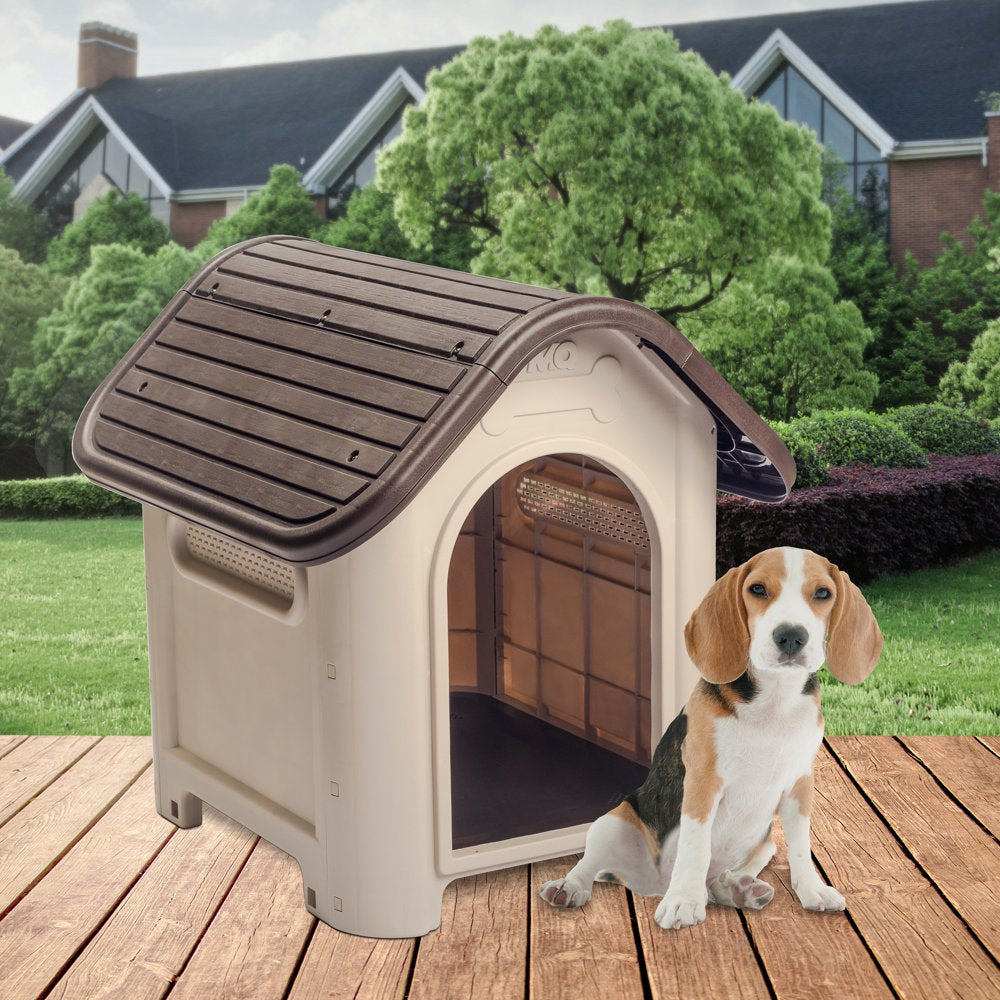 MQ Dog House with Bowl for Small Medium and Breeds, Espresso, Beige Animals & Pet Supplies > Pet Supplies > Dog Supplies > Dog Houses Inval   