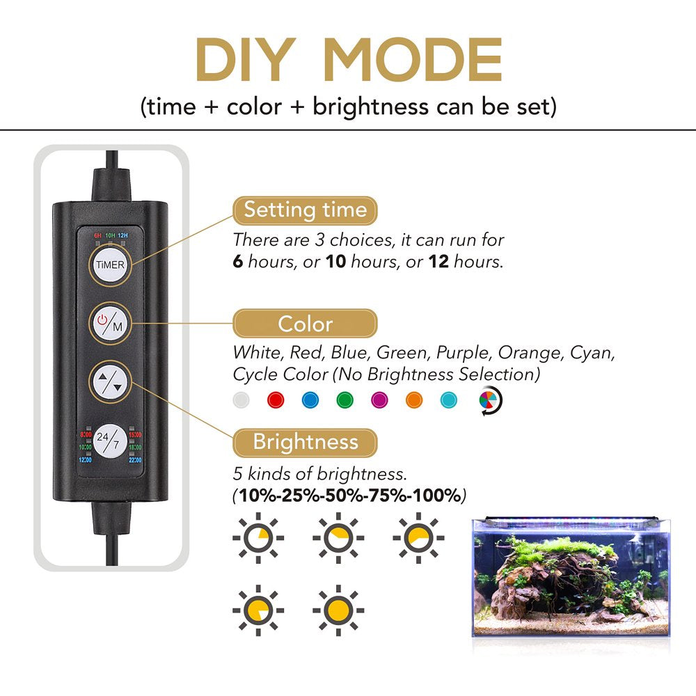 Hygger Aquarium Light, 36W LED Fish Tank Light for 36-42 Inch Fish Tank Freshwater Planted, 24/7 Lighting Cycle 6 Colors Full Spectrum, Build in Timer Sunrise Sunset Auto on Off Animals & Pet Supplies > Pet Supplies > Fish Supplies > Aquarium Lighting Hygger   