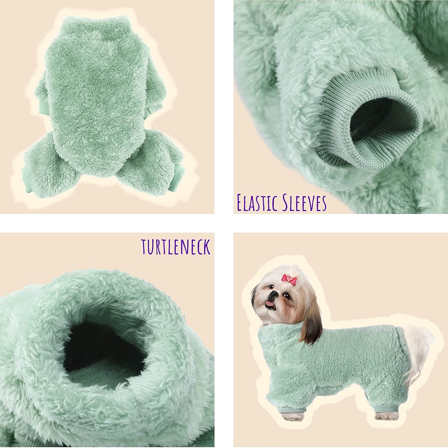 3 Pieces Dog Pajamas for Small Dogs Puppy Clothes Winter Coats for Dogs Elastic Pajamas for Dogs Fluffy Dog Jumpsuit High Collar Dog Fleece Sweater 4 Legs Dog Bodysuit for Small Dogs (M) Animals & Pet Supplies > Pet Supplies > Dog Supplies > Dog Apparel Reginary   