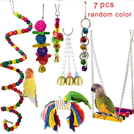 Cabina Home Bird Parrot Toys, 7 Packs Beaks Metal Rope Small Parrot Cage Bird Toys Animals & Pet Supplies > Pet Supplies > Bird Supplies > Bird Toys Aousthop   