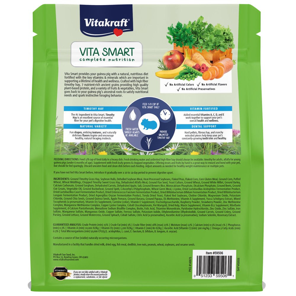 Vitakraft Vita Smart Natural Forage Blend Guinea Pig Food, 4Lb Animals & Pet Supplies > Pet Supplies > Small Animal Supplies > Small Animal Food Vitakraft Sunseed   