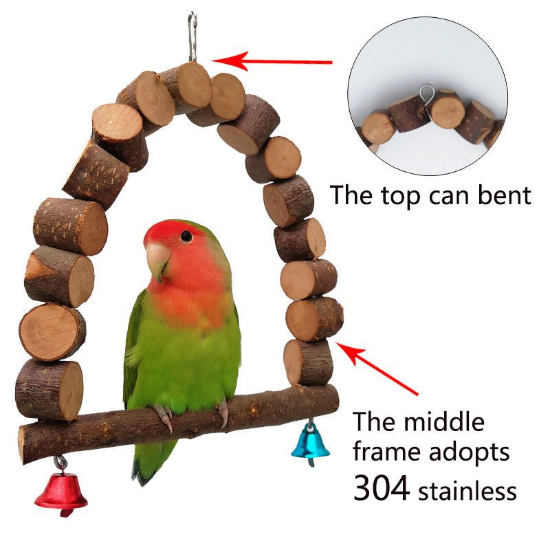 QBLEEV Bird Parrot Chewing Swing Apple Wood Swing, Bird Hanging Bell Perches Chewing Toy for Small Parakeets Cockatiels, Conures, Love Birds, Finches and Other Small Animals Animals & Pet Supplies > Pet Supplies > Bird Supplies > Bird Toys QBLEEV   