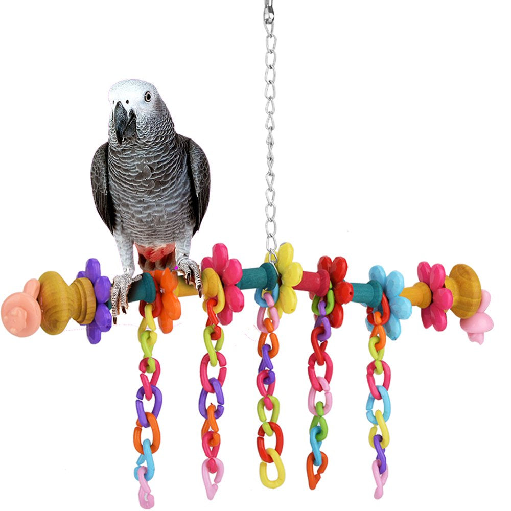 Tebru Medium and Large Parrot Chewing Toy Wooden Stand Cage Bell Bird Accessories, Parrot Chewing Toy, Wooden Parrot Toy Animals & Pet Supplies > Pet Supplies > Bird Supplies > Bird Cage Accessories Tebru   