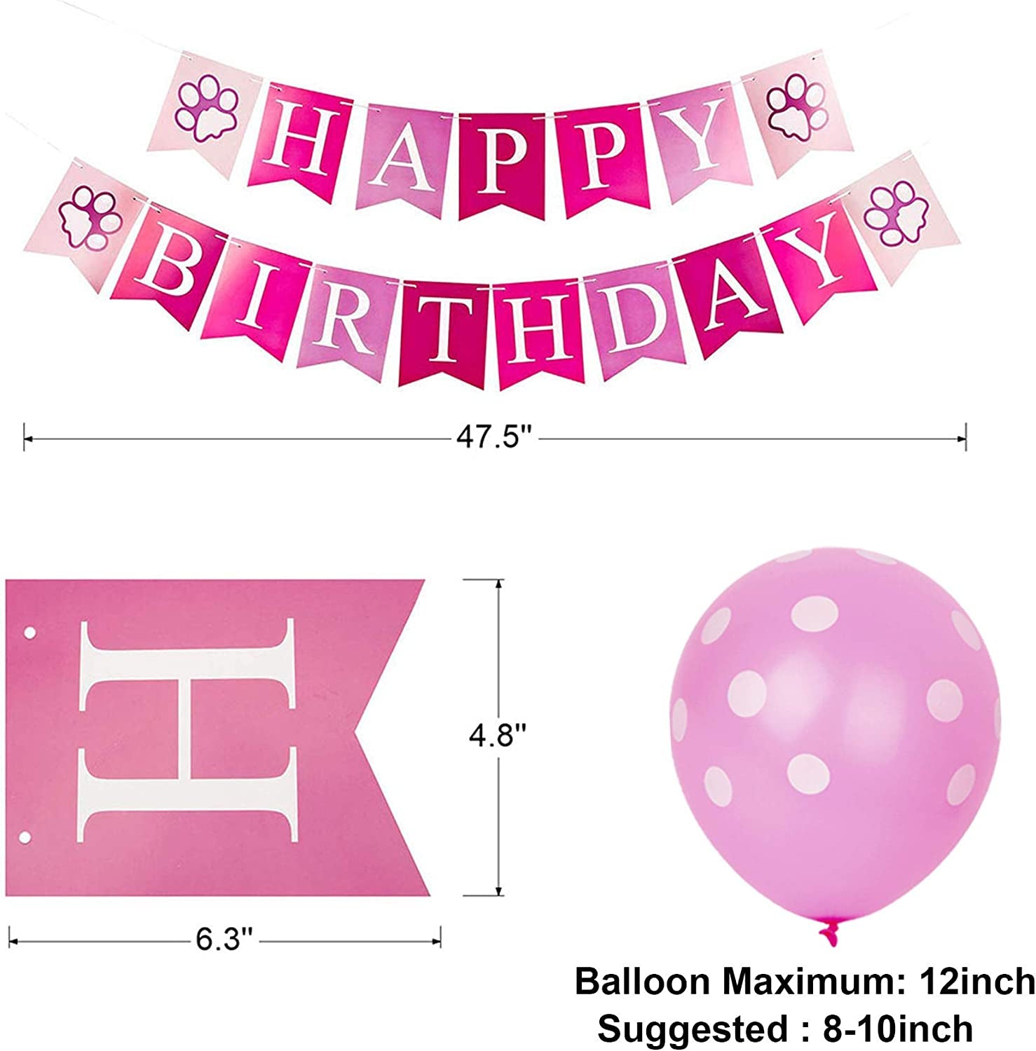 PTDECOR Dog Birthday Bandana Hat Set, Birthday Girl Dog Hat Scarf Bow Tie Happy Birthday Banner Balloon Dog First Birthday Party Supplies Decorations (Pink) Animals & Pet Supplies > Pet Supplies > Dog Supplies > Dog Apparel PTDECOR   