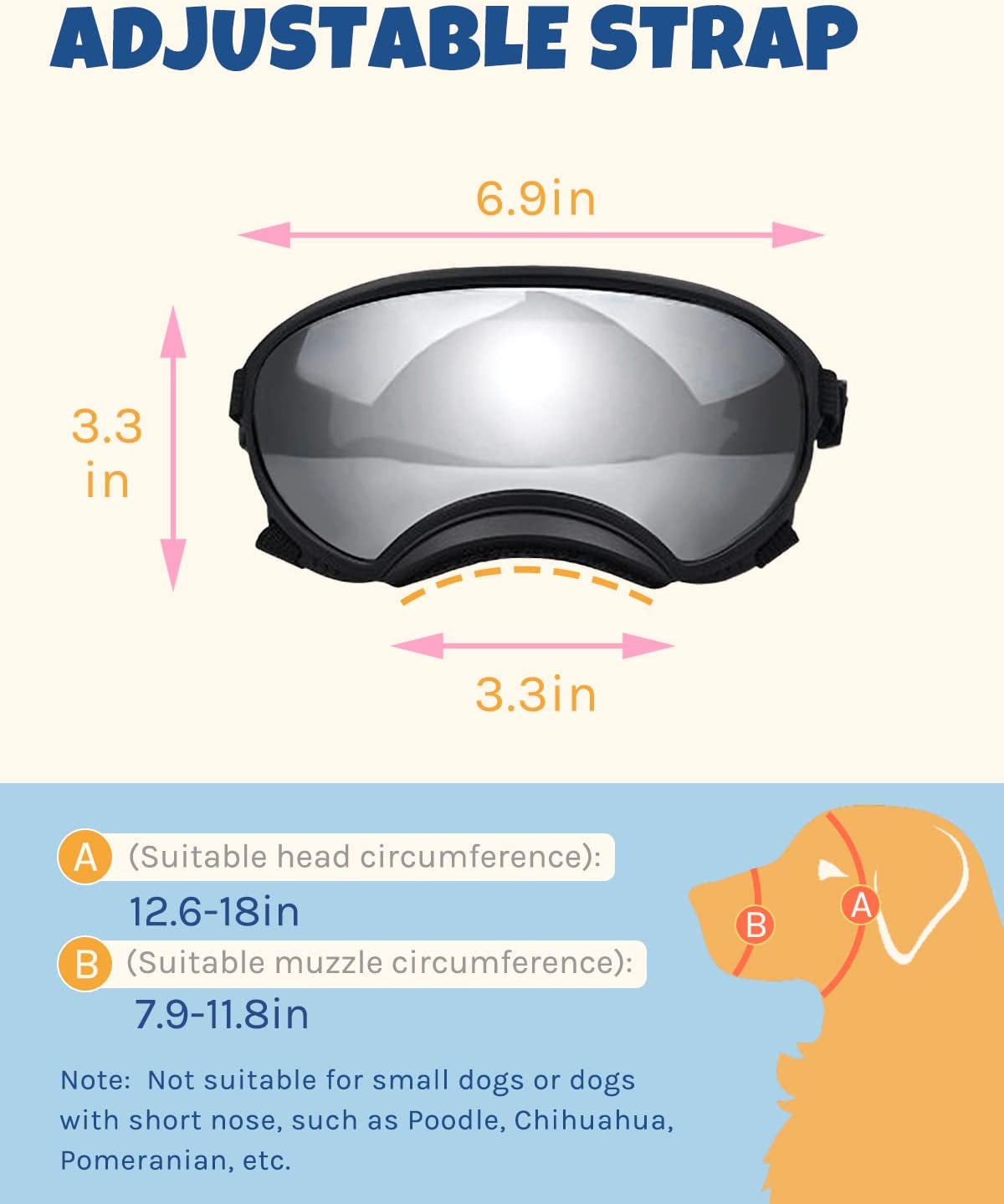 Dog Goggles Large and Medium Breed, UV Protection Windproof and Dustproof. Shatterproof Lens, Breathable Design, Dog Sunglasses Animals & Pet Supplies > Pet Supplies > Dog Supplies > Dog Apparel SEANCHEER   