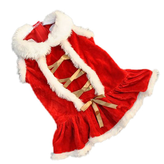 Puppy Pet Christmas Red Dress Winter Warm Xmas Dog Costume Apparel Animals & Pet Supplies > Pet Supplies > Dog Supplies > Dog Apparel Vicooda L  