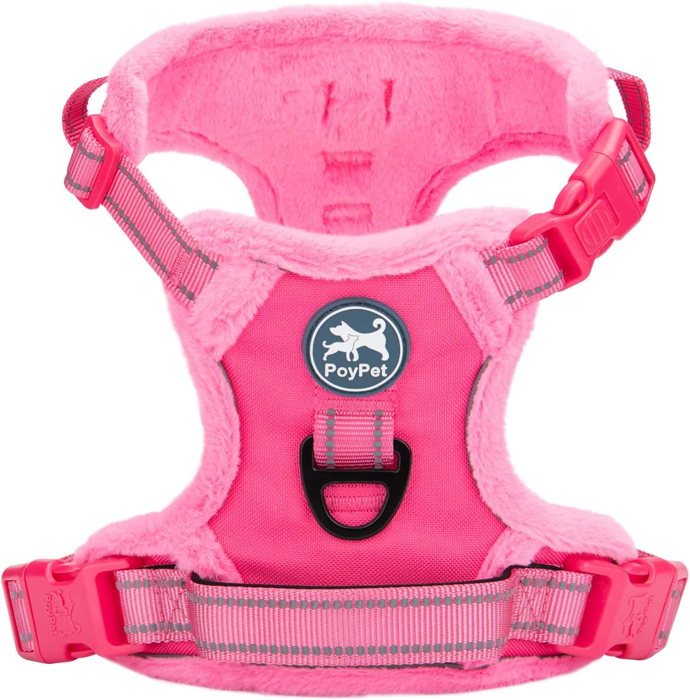 Poypet Plush Dog Harness, Soft Padded No Pull Vest Harness, Reflective Adjustable Escape Proof with Easy Control Handle for Small Medium Large Dogs(Checkered Red,L) Animals & Pet Supplies > Pet Supplies > Dog Supplies > Dog Apparel PoyPet Pink S 