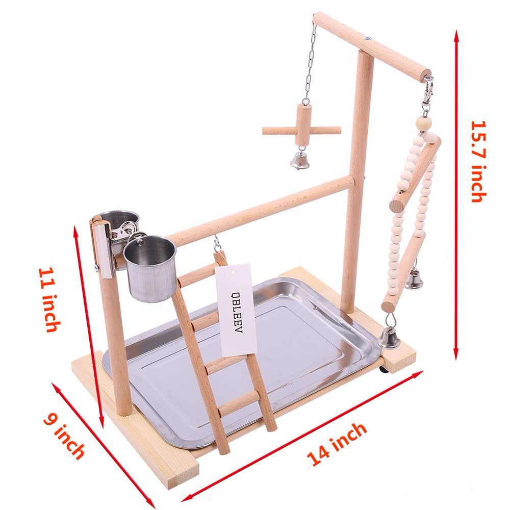 QBLEEV Bird Playground Birdcage Playstand Parrot Play Gym Parakeet Cage Decor Budgie Perch Stand with Feeder Seed Cups Ladder Hanging Swing Chew Toys Conure Macaw Cockatiel Finch Small Animals Animals & Pet Supplies > Pet Supplies > Bird Supplies > Bird Gyms & Playstands C119-455264-Bird playground birdcage   