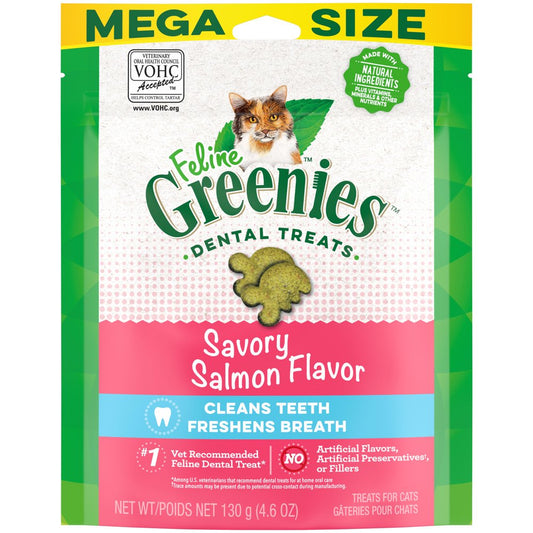 Greenies Savory Salmon Flavor Dental Crunchy Treat for Cat, 4.6 Oz. Animals & Pet Supplies > Pet Supplies > Cat Supplies > Cat Treats Mars Petcare 4.6 oz  