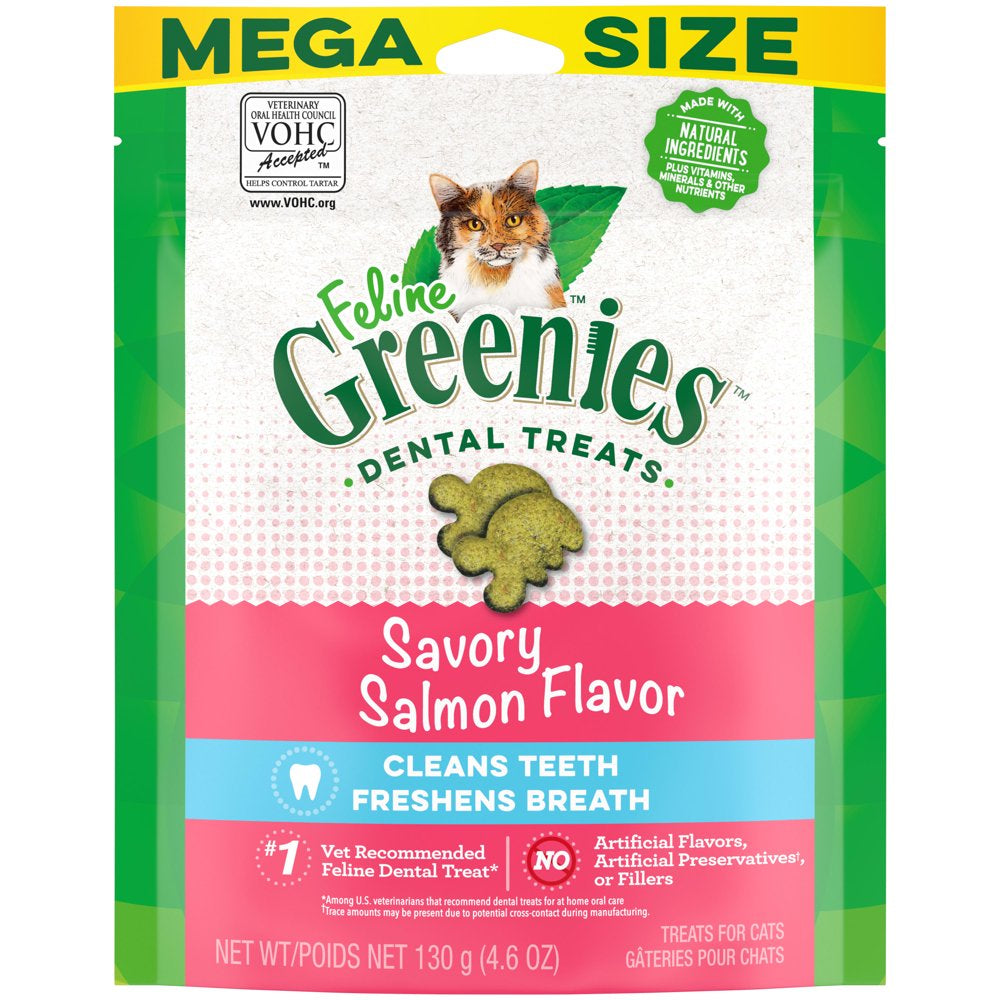 Greenies Savory Salmon Flavor Dental Crunchy Treat for Cat, 4.6 Oz.