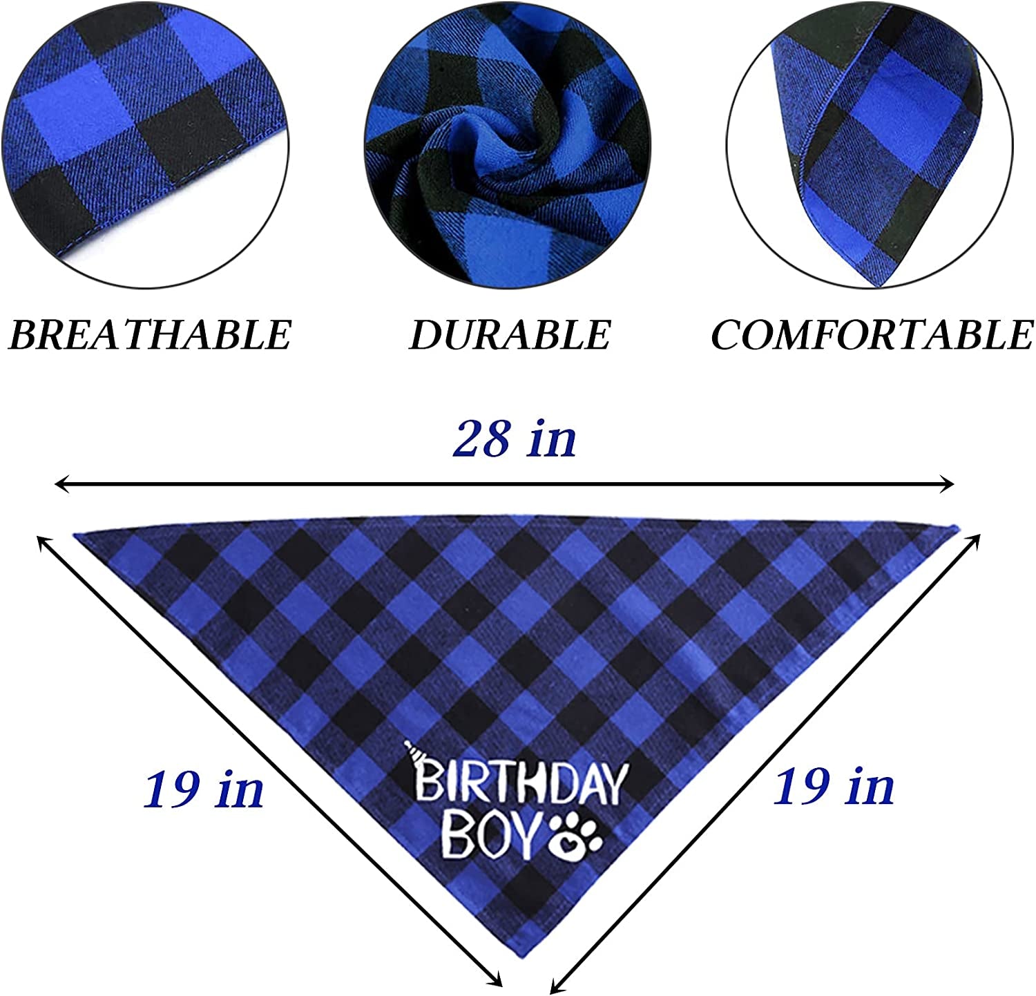 STMK Dog Birthday Bandana, Dog Birthday Boy Plaid Bandana Triangle Scarf for Medium Large Dog Birthday Supplies Animals & Pet Supplies > Pet Supplies > Dog Supplies > Dog Apparel STMK   