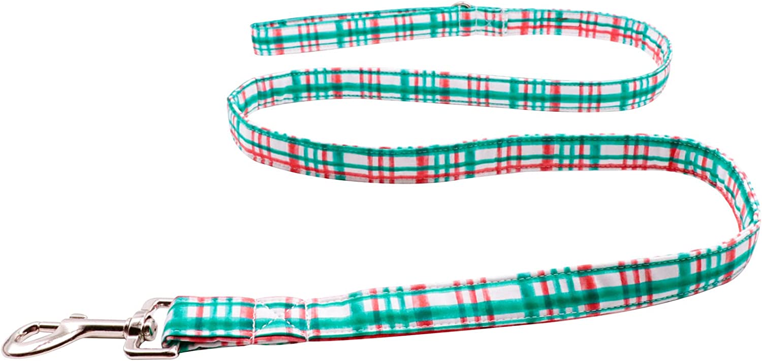 Lionet Paws Christmas Dog Collar with Bowtie, Dog Bowtie Collar with Metal Buckle for Dogs, Adjustable Comfortable Dog Collar Girl Boy Gift Santa Claus, M, Neck 13.5-22 In Animals & Pet Supplies > Pet Supplies > Dog Supplies > Dog Apparel lionet paws Red&Green Grid(Leash) X-Small (Pack of 1) 