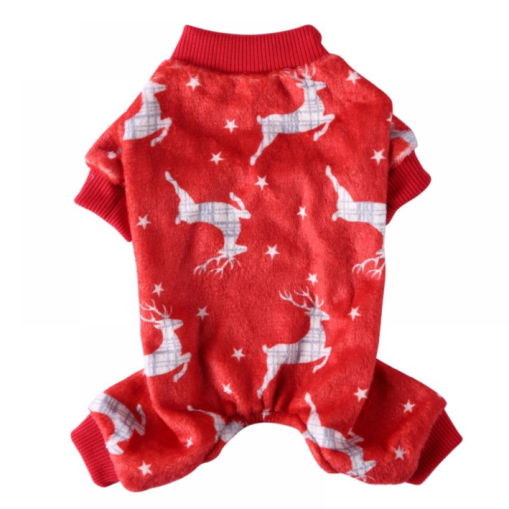 Christmas Dog Pajamas Costumes Pet Clothes Cat Apparel Shirt Winter Holiday Cute Pjs Outfits for Doggie Onesies Animals & Pet Supplies > Pet Supplies > Dog Supplies > Dog Apparel Canopy L Red 