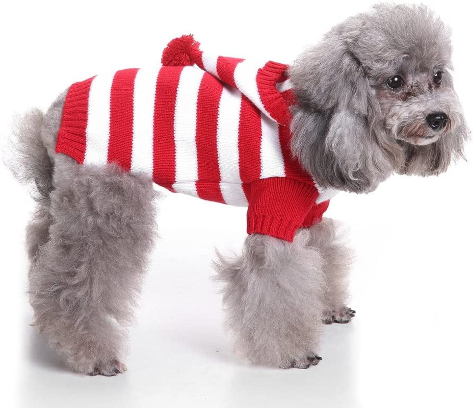 S-Lifeeling Red and White Striped Dog Sweater Holiday Halloween Christmas Pet Clothes Soft Comfortable Dog Clothes Animals & Pet Supplies > Pet Supplies > Dog Supplies > Dog Apparel PL   