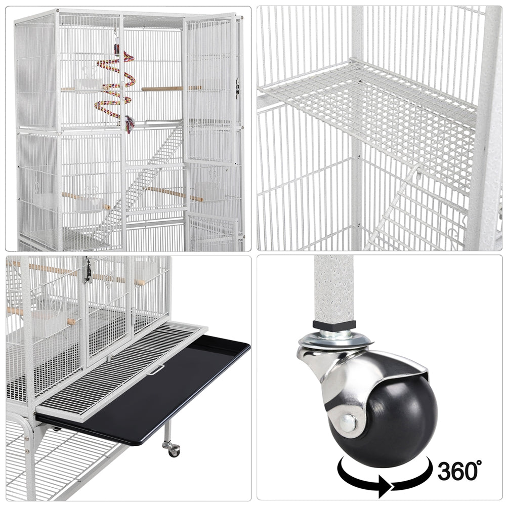 Easyfashion 69" H Extra Large Bird Cage with Detachable Stand, White Animals & Pet Supplies > Pet Supplies > Bird Supplies > Bird Cages & Stands Easyfashion   