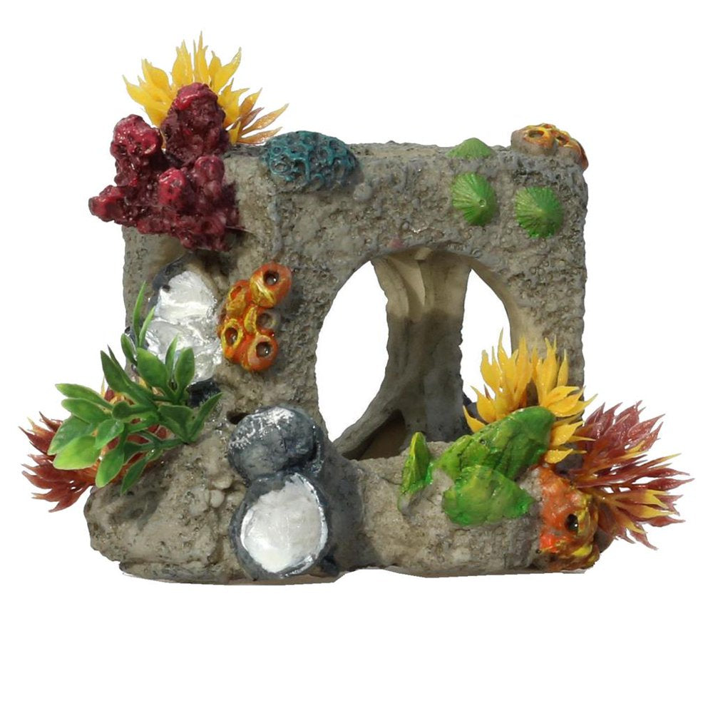 Water Grass Rockwork Model Reptile Cave, Resin Hiding Habitat Aquarium Terrarium Decoration Ornament for Small Lizards Turtles Amphibians Fish Animals & Pet Supplies > Pet Supplies > Small Animal Supplies > Small Animal Habitat Accessories DYNWAVE   