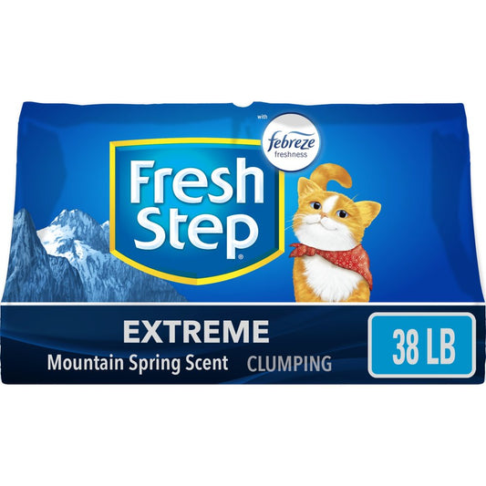 Fresh Step Extreme Scented Litter with the Power of Febreze, Clumping Cat Litter - Mountain Spring, 38 Lbs Animals & Pet Supplies > Pet Supplies > Cat Supplies > Cat Litter The Clorox Company 38 lbs  
