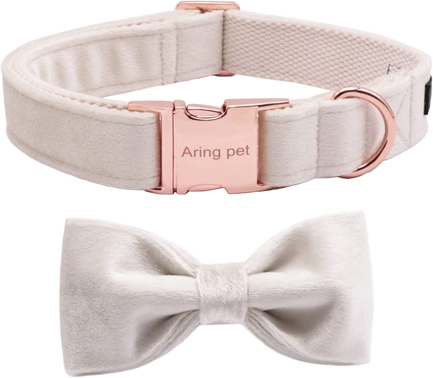 ARING PET Dog Collars with Bowtie-Velvet Dog Bow Tie Collar, Adjustable Dark Green Dog Collar Animals & Pet Supplies > Pet Supplies > Dog Supplies > Dog Apparel ARING PET White S 