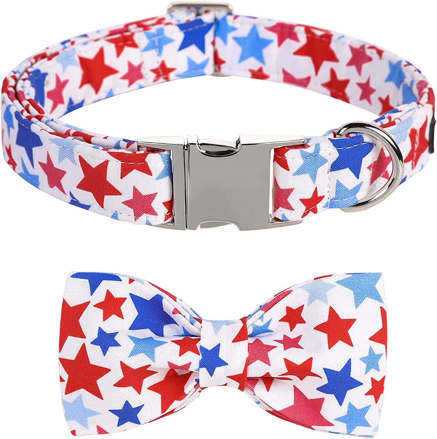 ARING PET Bowtie Dog Collar, Adorable Green Grid Dog Collars with Detachable Bow, Adjustable Collar Gifts for Small Medium Large and Girl Boy Dogs Animals & Pet Supplies > Pet Supplies > Dog Supplies > Dog Apparel ARING PET A:America star S (Pack of 1) 