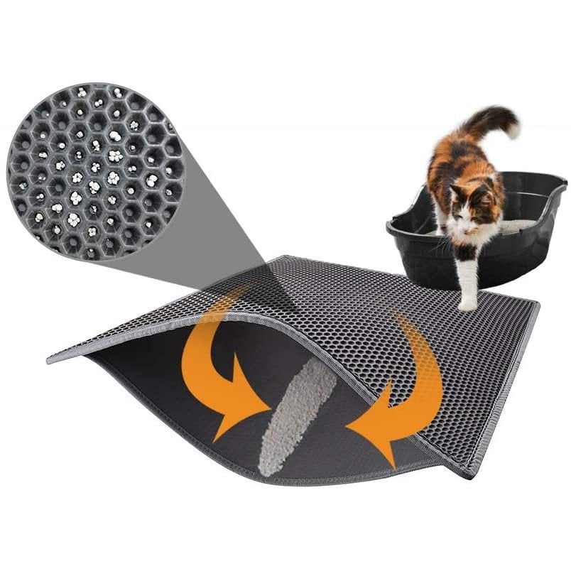 Litter Box Mat, Cat Litter Mat Litter Box Mat Honeycomb Design Litter Box Rug Waterproof Double Layer Design Honeycomb Mat Animals & Pet Supplies > Pet Supplies > Cat Supplies > Cat Litter Box Mats Ranludas 58 x 75 x 3 cm  