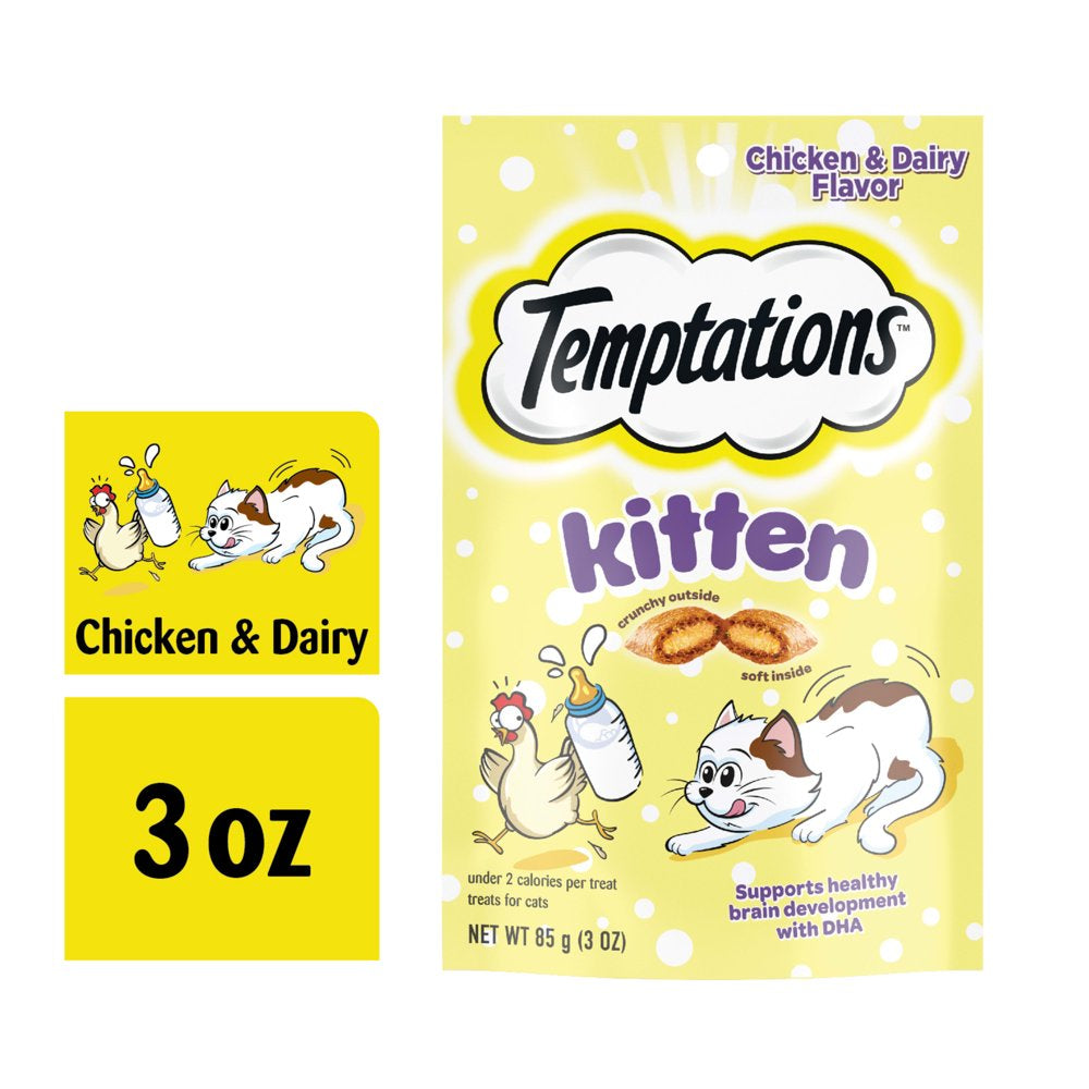 TEMPTATIONS Chicken and Dairy Flavor Crunchy and Soft Kitten Treats, 3 Oz. Animals & Pet Supplies > Pet Supplies > Cat Supplies > Cat Treats Mars Petcare   