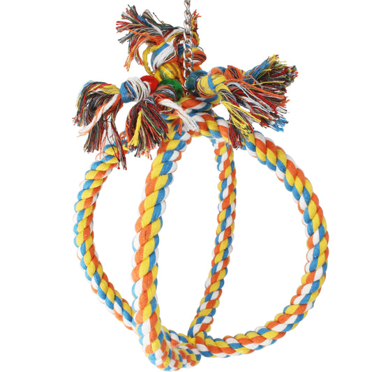 Bonka Bird Toys 1992 Medium Globe Rope Ring Swing Bird Toy.