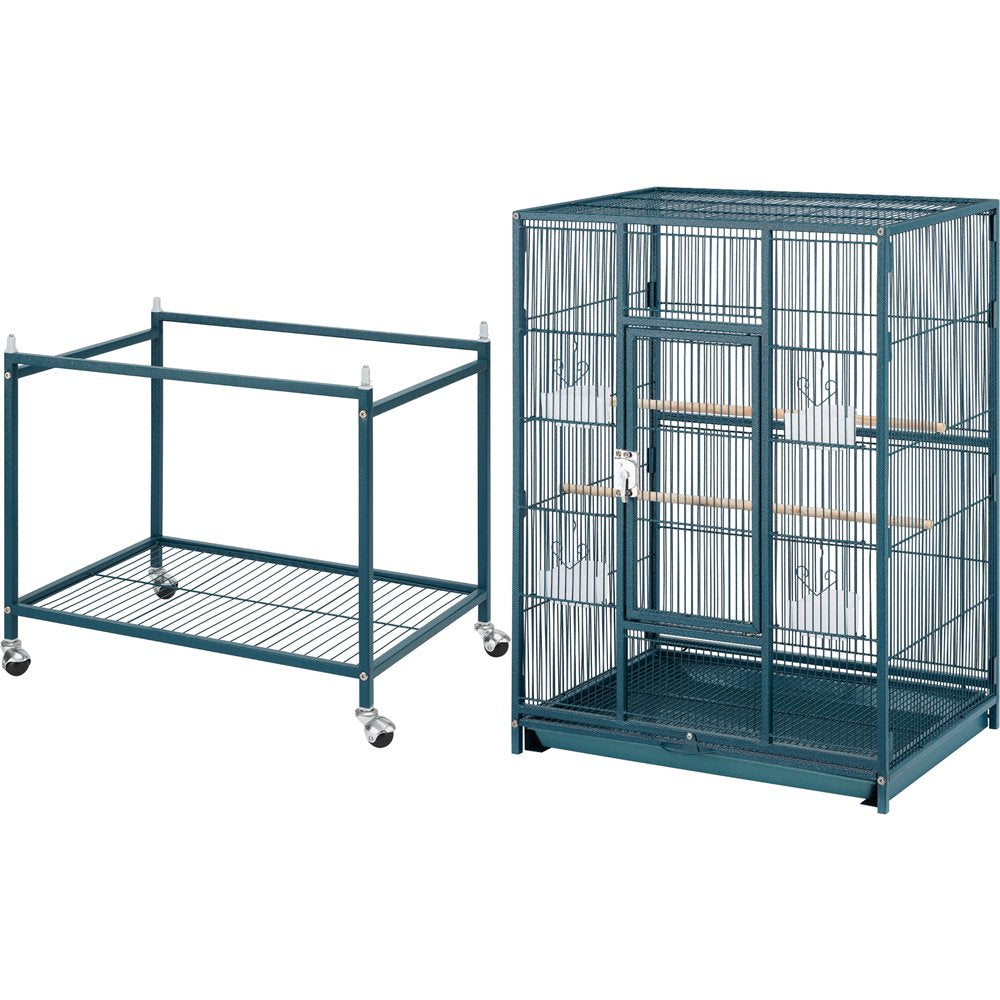 Topeakmart 54''H Large Rolling Metal Parrot Cage Bird Cage with Detachable Stand for Conures Parakeets Cockatiels, Navy Blue Animals & Pet Supplies > Pet Supplies > Bird Supplies > Bird Cages & Stands Topeakmart   